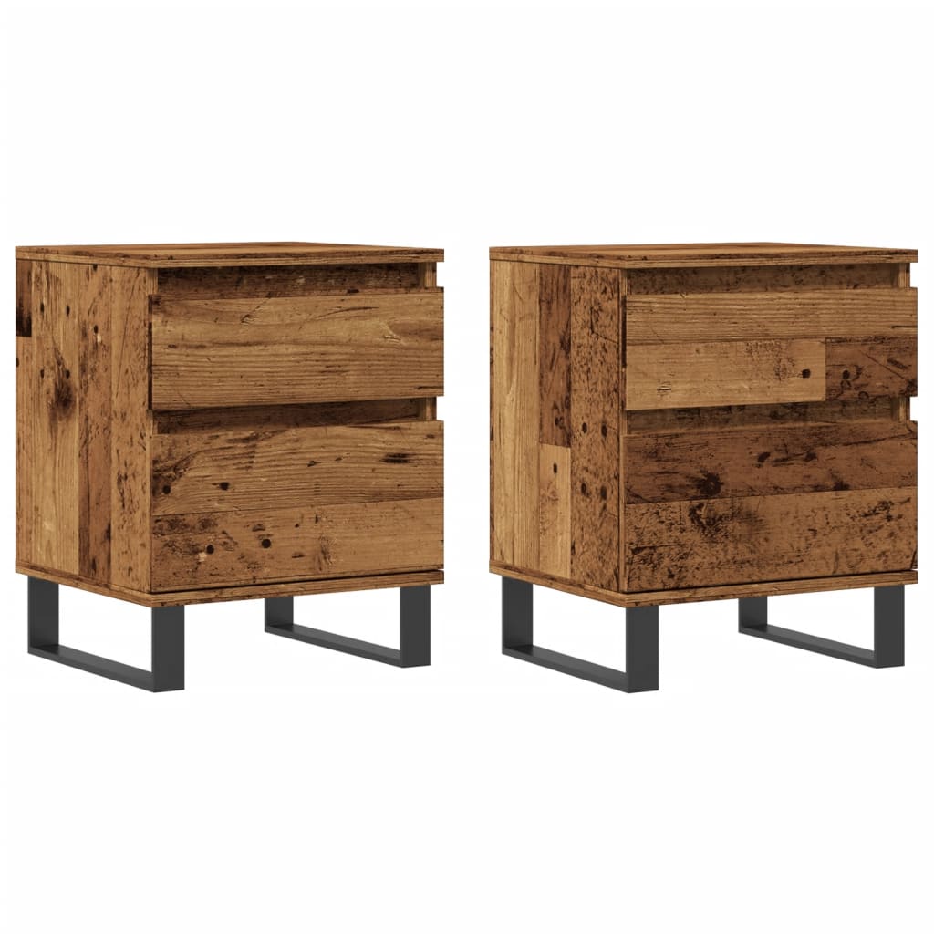 vidaXL Bedside Cabinets 2 pcs Old Wood 40x35x50 cm Engineered Wood 2