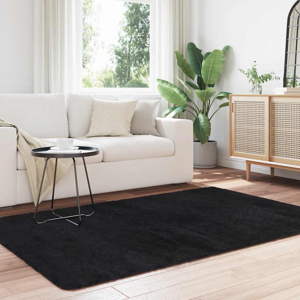 vidaXL Shaggy Rug High Pile NAVARRA Black 130x200 cm Polyester 3