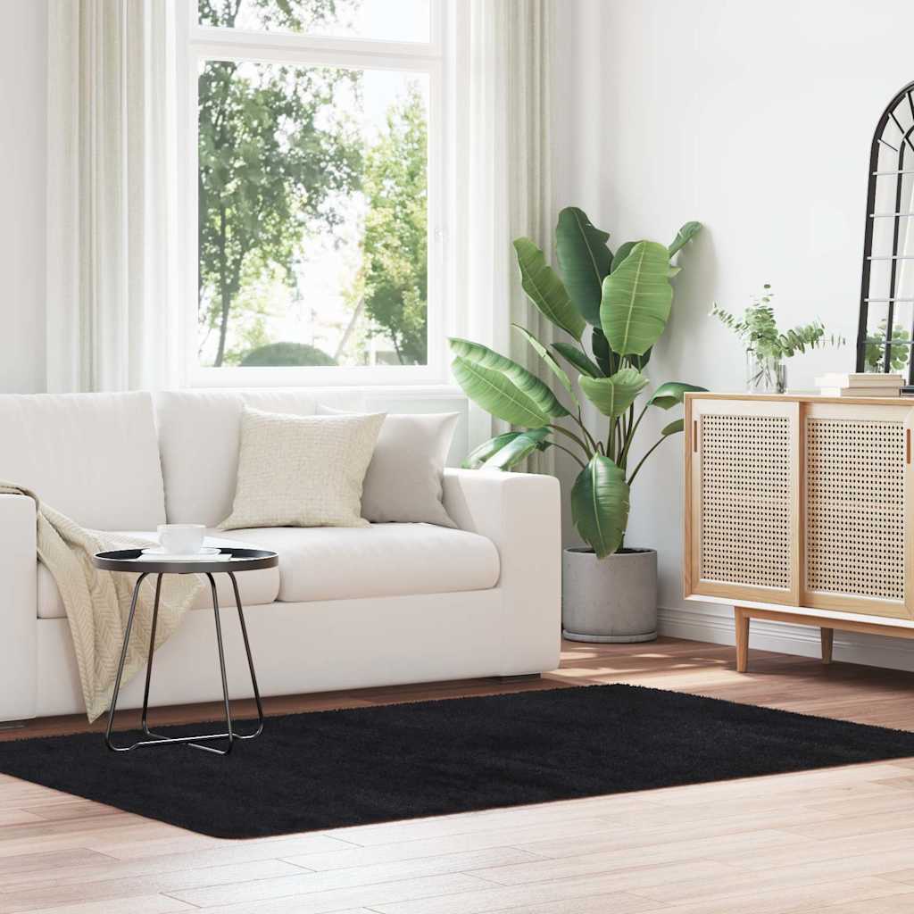 vidaXL Shaggy Rug High Pile NAVARRA Black 130x200 cm Polyester 1
