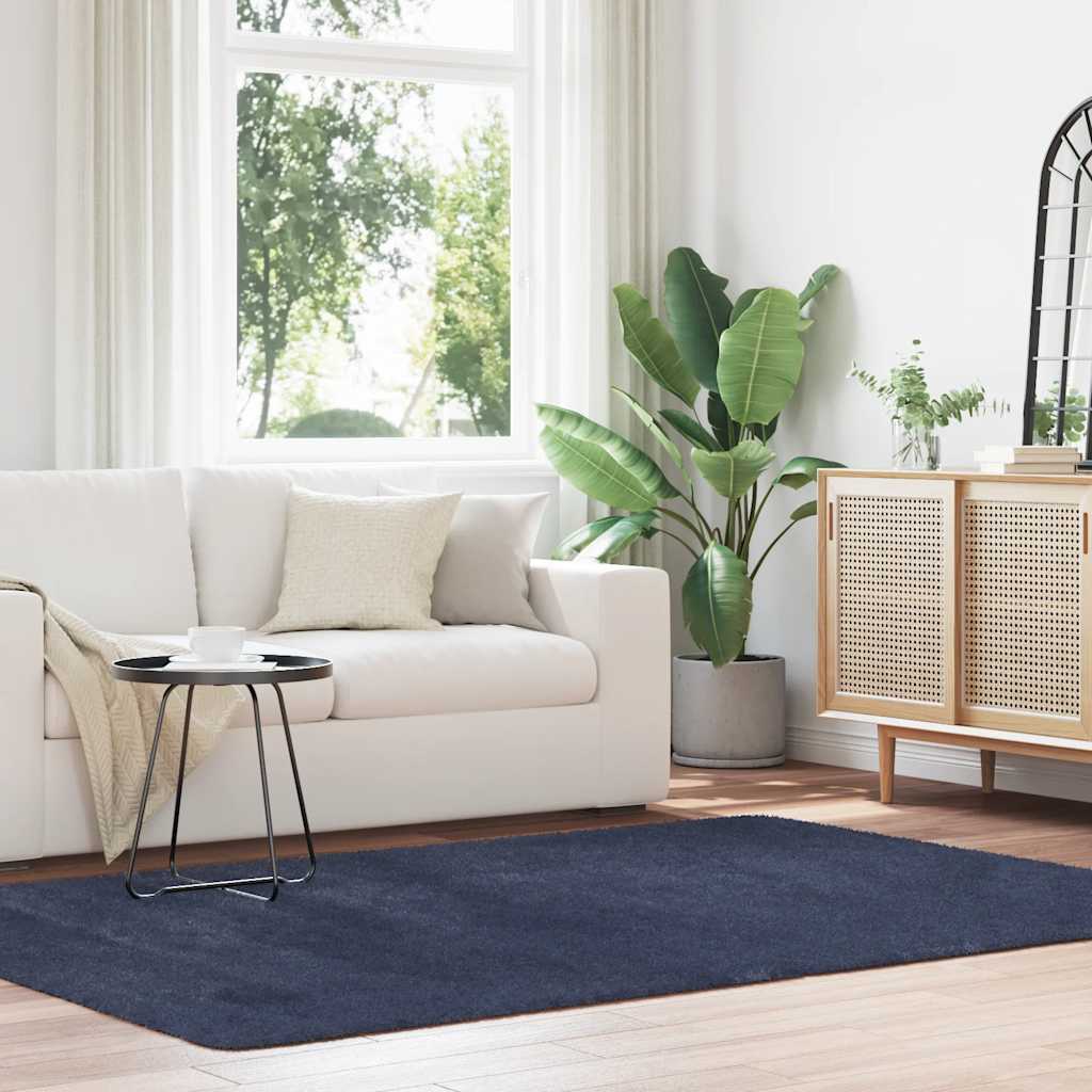vidaXL Shaggy Rug High Pile NAVARRA Polyester Navy