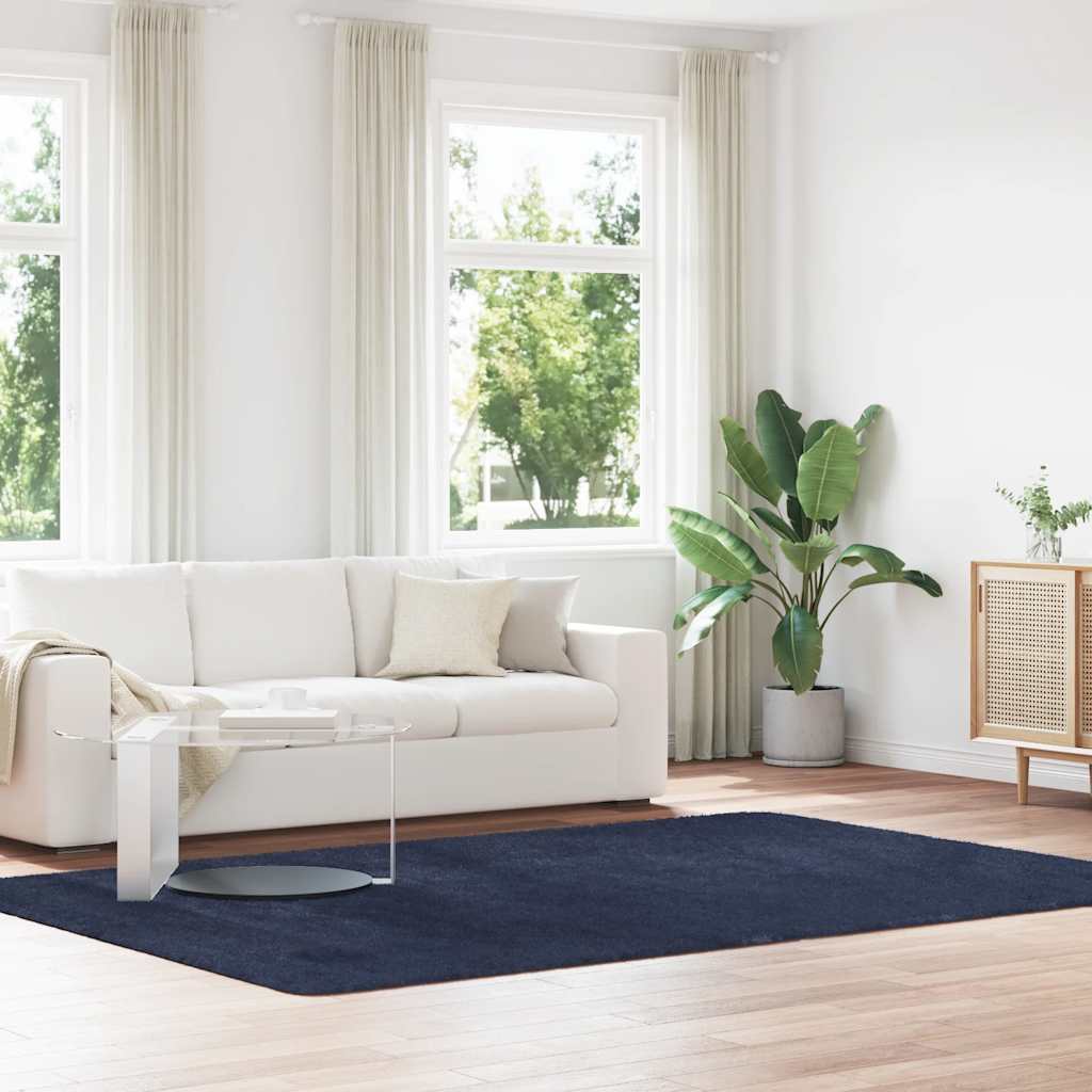 vidaXL Shaggy Rug High Pile NAVARRA Polyester Navy