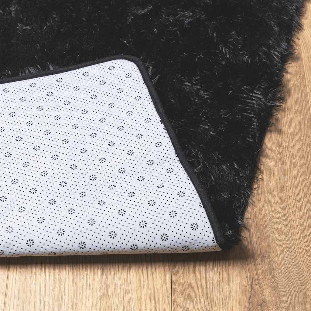 vidaXL Shaggy Rug High Pile NAVARRA Black 160x160 cm Polyester 6