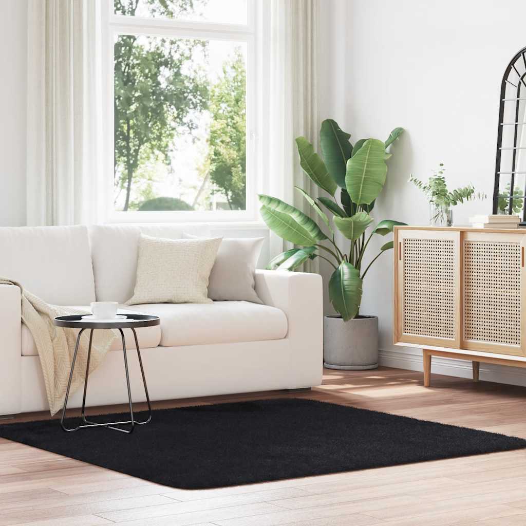 vidaXL Shaggy Rug High Pile NAVARRA Black 160x160 cm Polyester 1