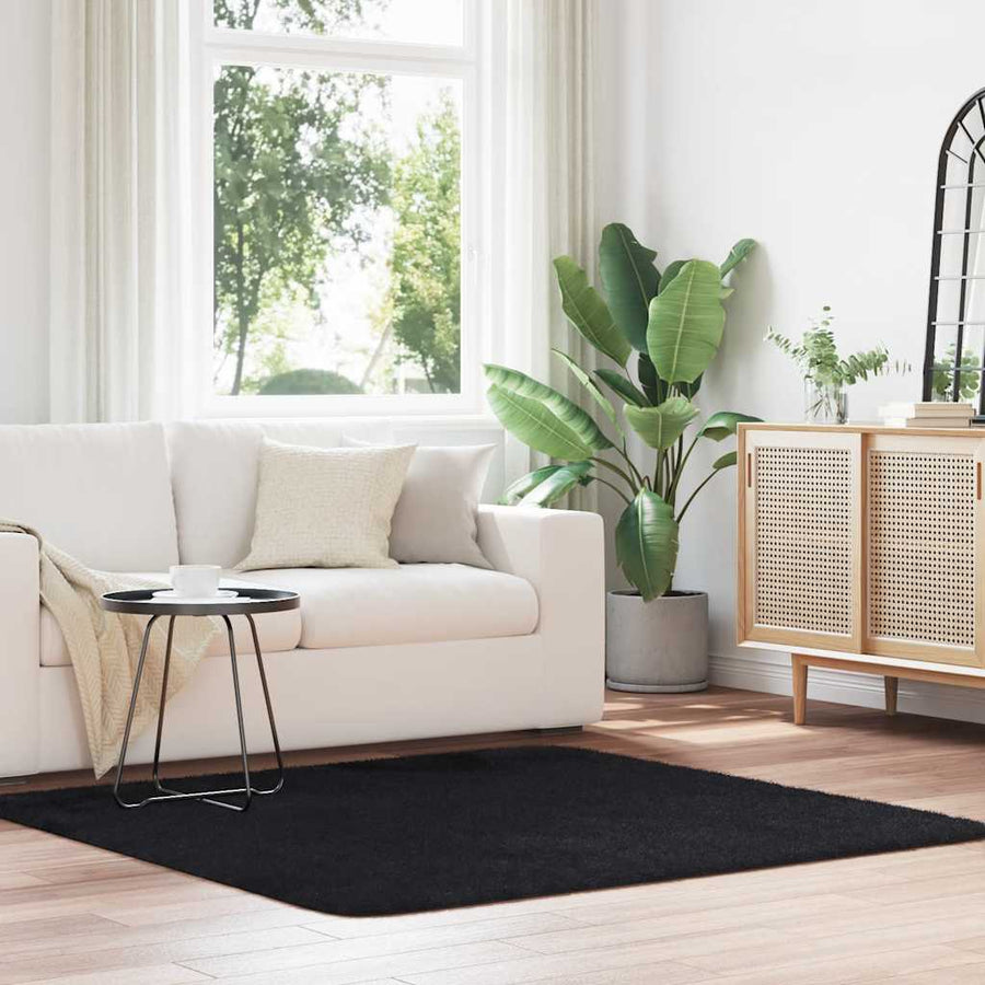 vidaXL Shaggy Rug High Pile NAVARRA Black 160x160 cm Polyester 1