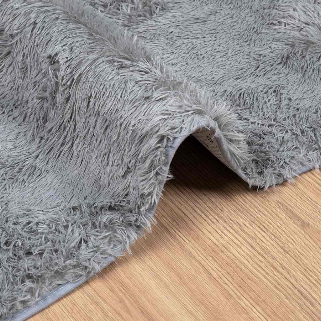 vidaXL Shaggy Rug High Pile NAVARRA Light Grey 160x160 cm Polyester 5