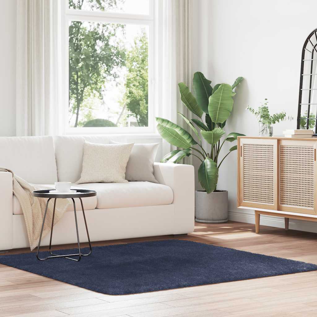 vidaXL Shaggy Rug High Pile NAVARRA Navy 160x160 cm Polyester 1