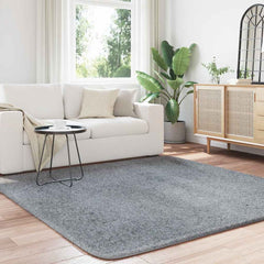 Shaggy Rug High Pile NAVARRA Polyester Light grey 200 x 200 cm