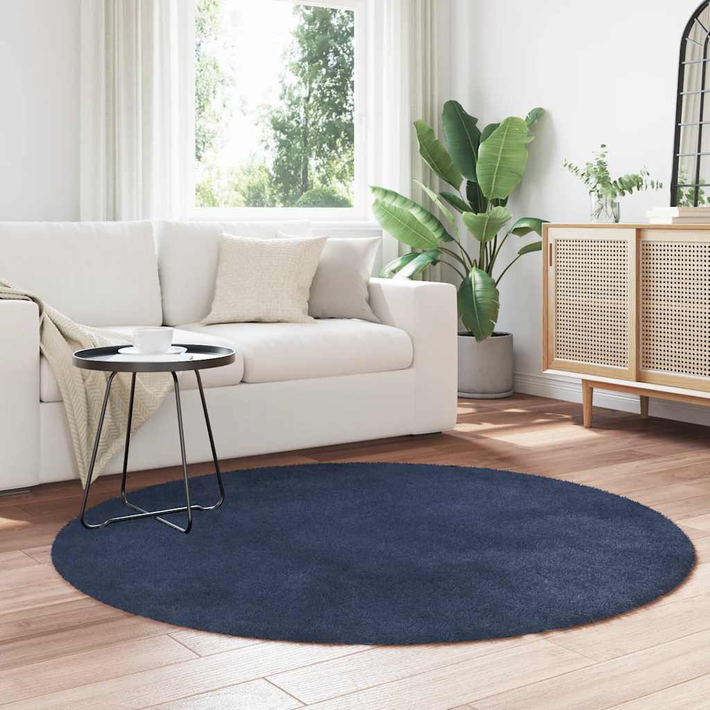 vidaXL Shaggy Rug High Pile NAVARRA Navy 160x160 cm Polyester 3