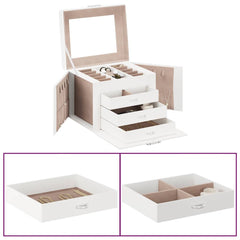 vidaXL Jewellery Box 4-Layer with Mirror Lockable White 22.5x17.5x16.5 cm 1