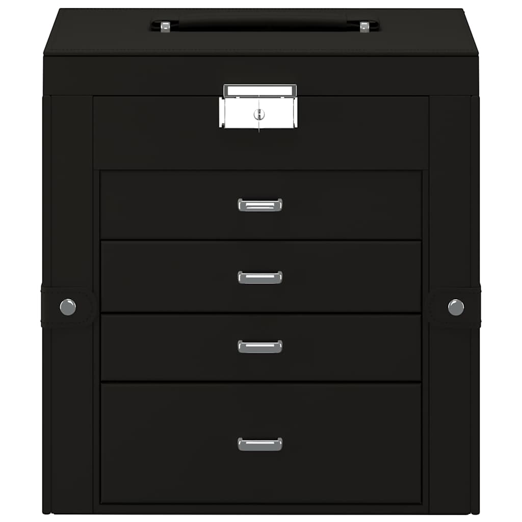 vidaXL Jewellery Box 5-Layer with Mirror Lockable Black 4