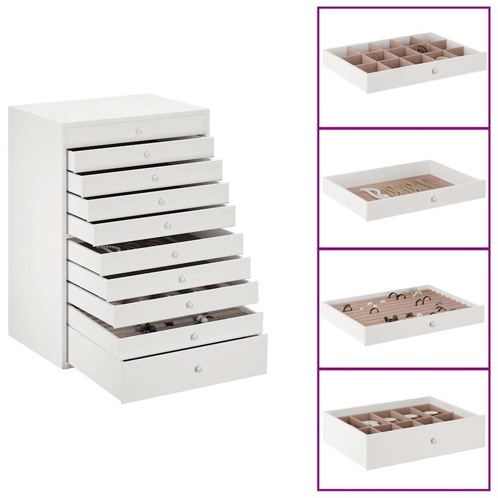 Jewellery Box 10-Layer with Watch Holders 29x20,5x40,5 cm White