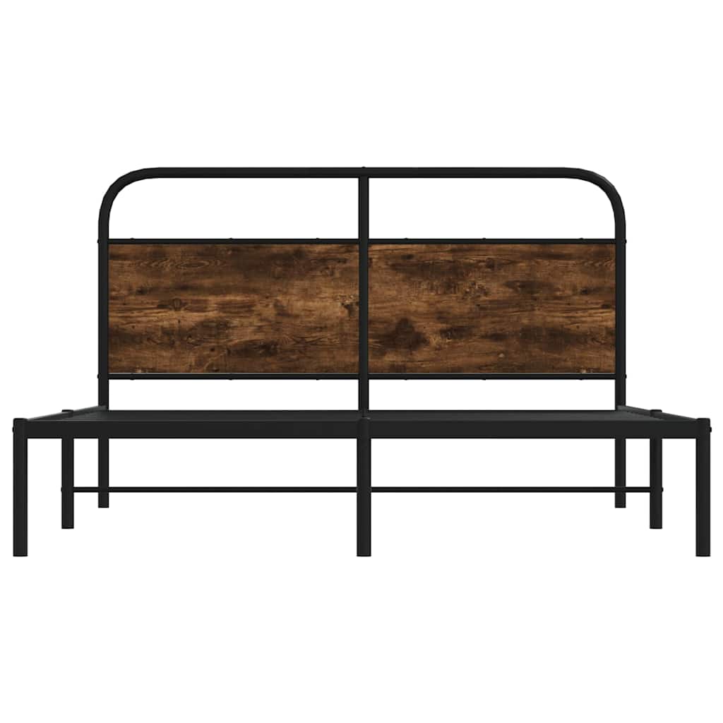 vidaXL Bed Frame Without Mattress 120x190 cm Small Double Smoked Oak Engineered Wood 5
