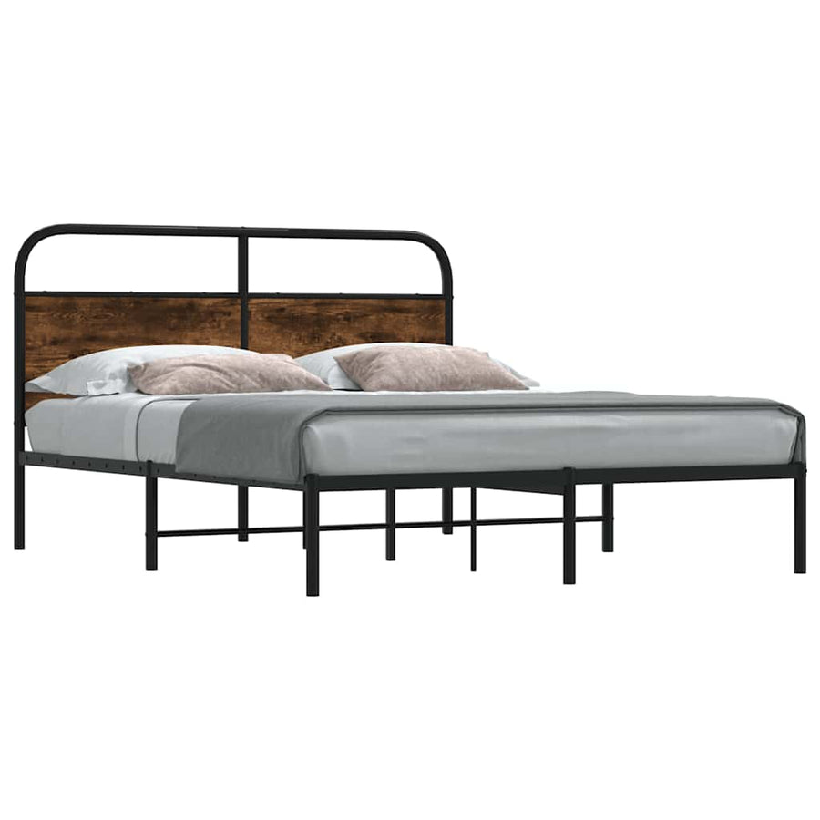 vidaXL Bed Frame Without Mattress 120x200 cm Smoked Oak Engineered Wood 1