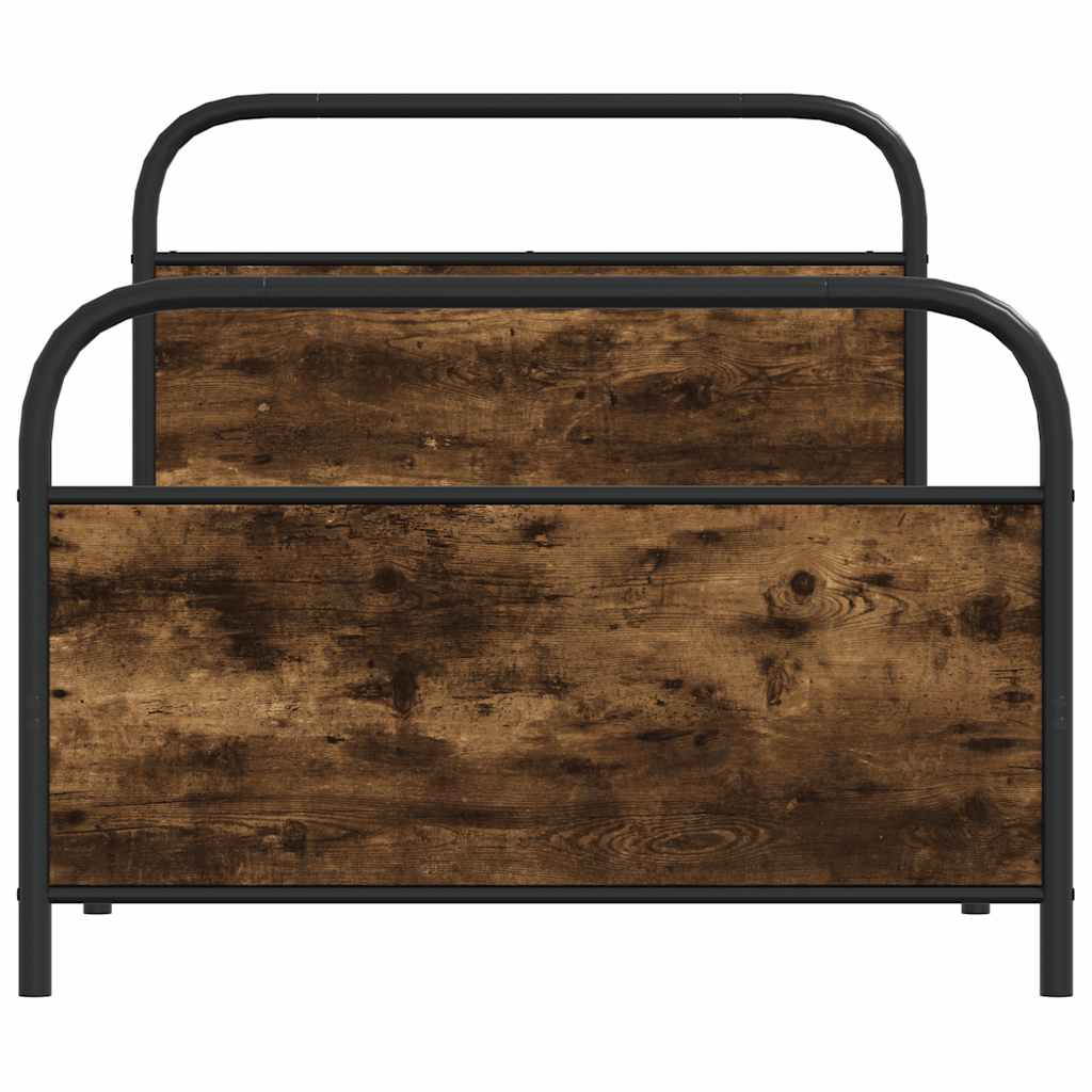 Bed Frame Without Mattress Engineered Wood Smoked Oak Length 190 cm with Headboard & Footboard 90 cm