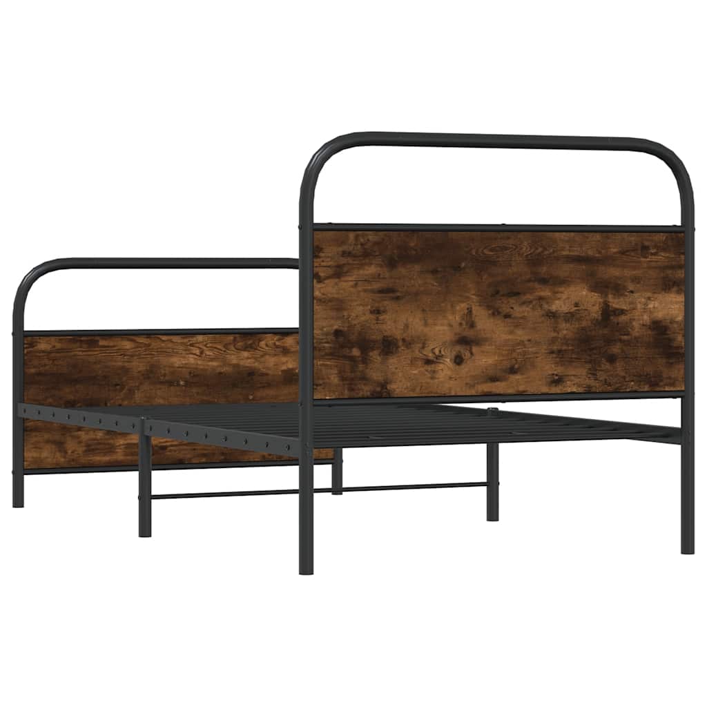 Bed Frame Without Mattress Engineered Wood Smoked Oak Length 190 cm with Headboard & Footboard 90 cm