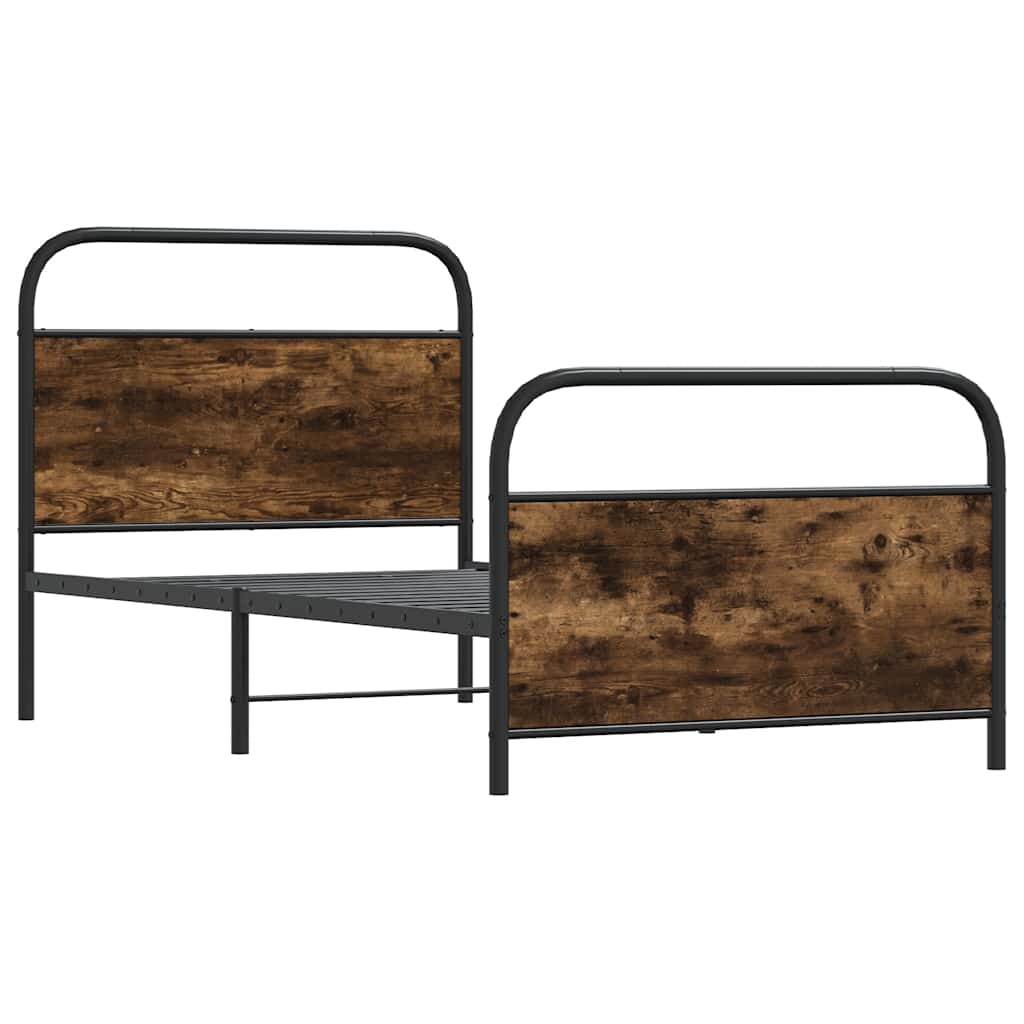 vidaXL Bed Frame Without Mattress 100x200 cm Smoked Oak Engineered Wood 3