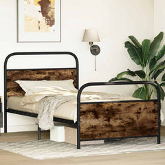 vidaXL Bed Frame Without Mattress 100x200 cm Smoked Oak Engineered Wood 4