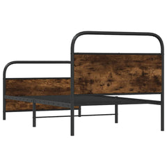Metal Bed Frame without Mattress Smoked Oak Length 203 cm 107 cm With headboard & footboard