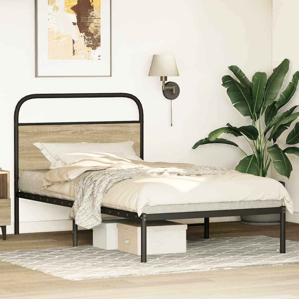 vidaXL Bed Frame Without Mattress 100x190 cm Sonoma Oak Engineered Wood 3