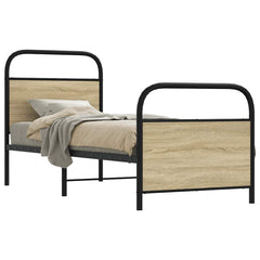 Bed Frame Without Mattress Engineered Wood Sonoma Oak Length 190 cm with Headboard & Footboard 75 cm