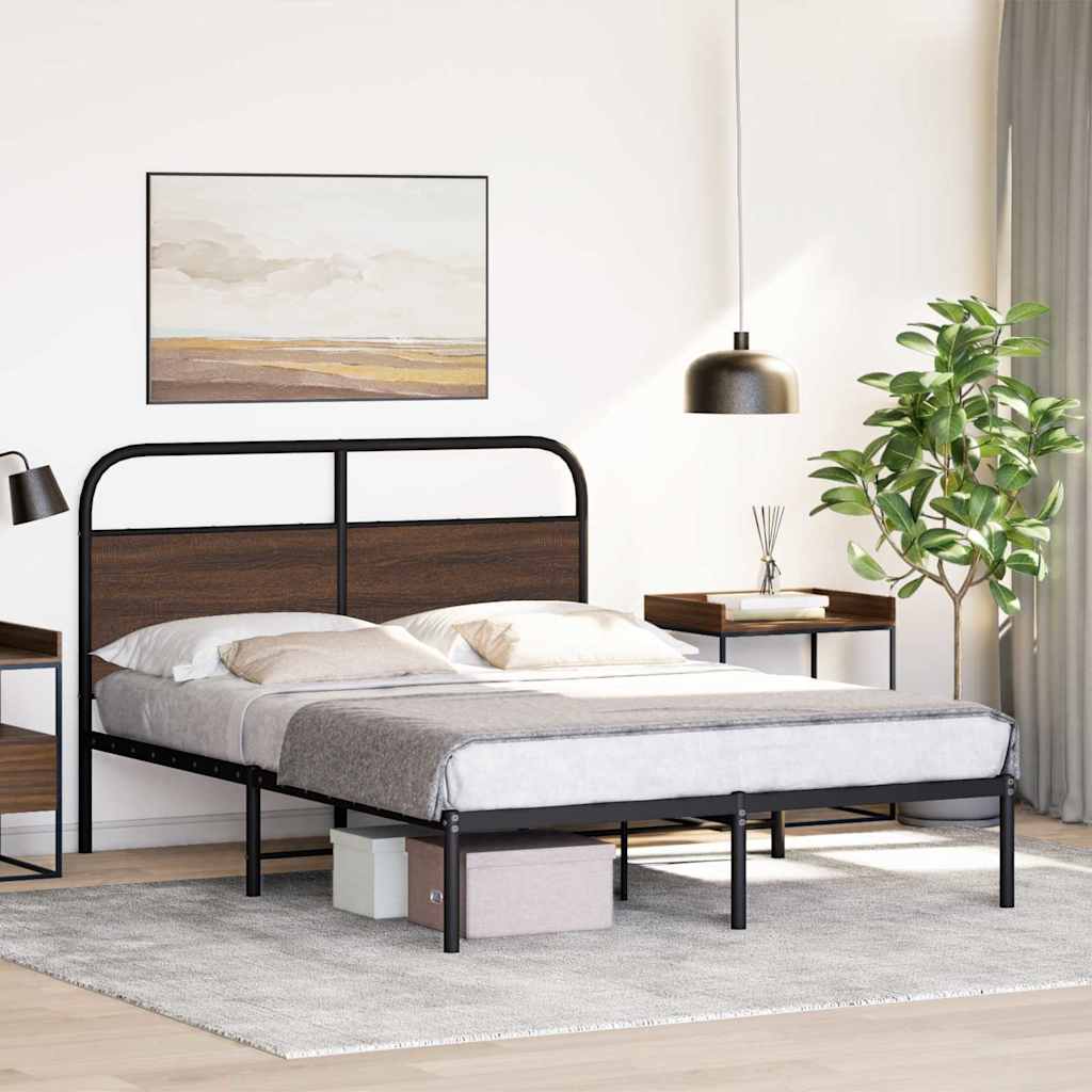 vidaXL Bed Frame Without Mattress 120x190 cm Small Double Brown Oak Engineered Wood 4