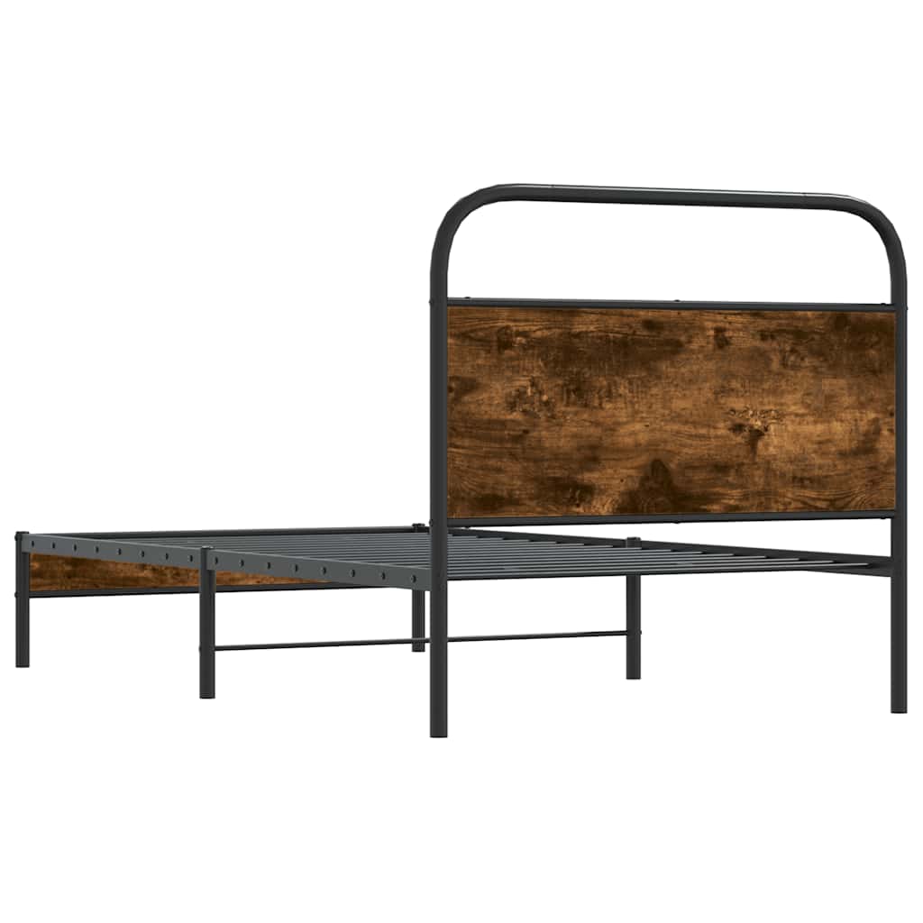 Bed Frame Without Mattress Engineered Wood Smoked Oak Length 200 cm with Headboard & Low Footboard 90 cm