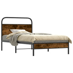 vidaXL Bed Frame Without Mattress 100x190 cm Smoked Oak Engineered Wood 2