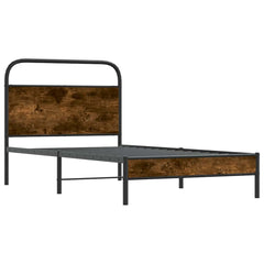 vidaXL Bed Frame Without Mattress 100x190 cm Smoked Oak Engineered Wood 4
