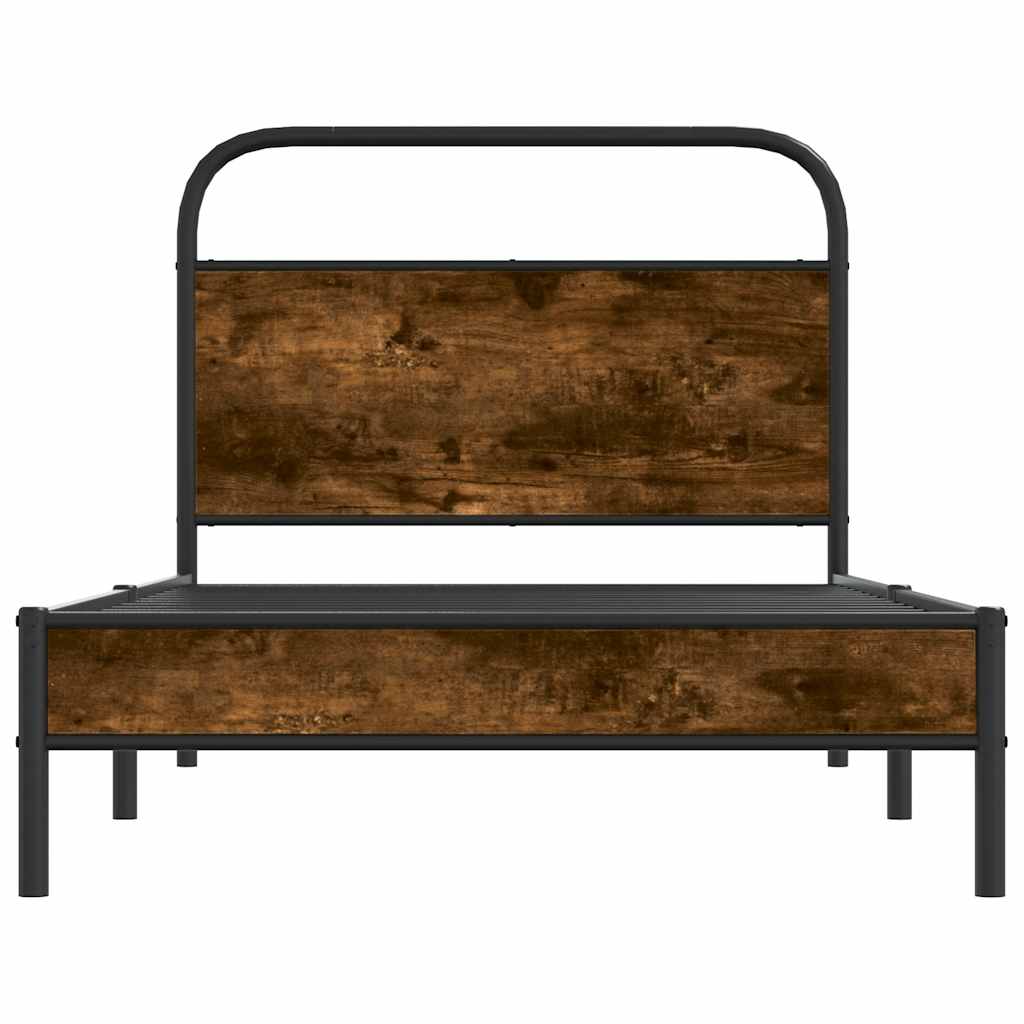 vidaXL Bed Frame Without Mattress 100x190 cm Smoked Oak Engineered Wood 5