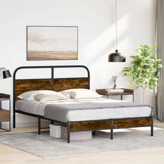 Bed Frame Without Mattress Engineered Wood Smoked Oak Length Headboard Low Footboard