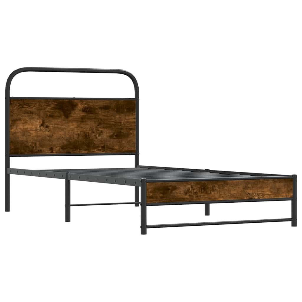 vidaXL Bed Frame Without Mattress 100x190 cm Smoked Oak Engineered Wood 2