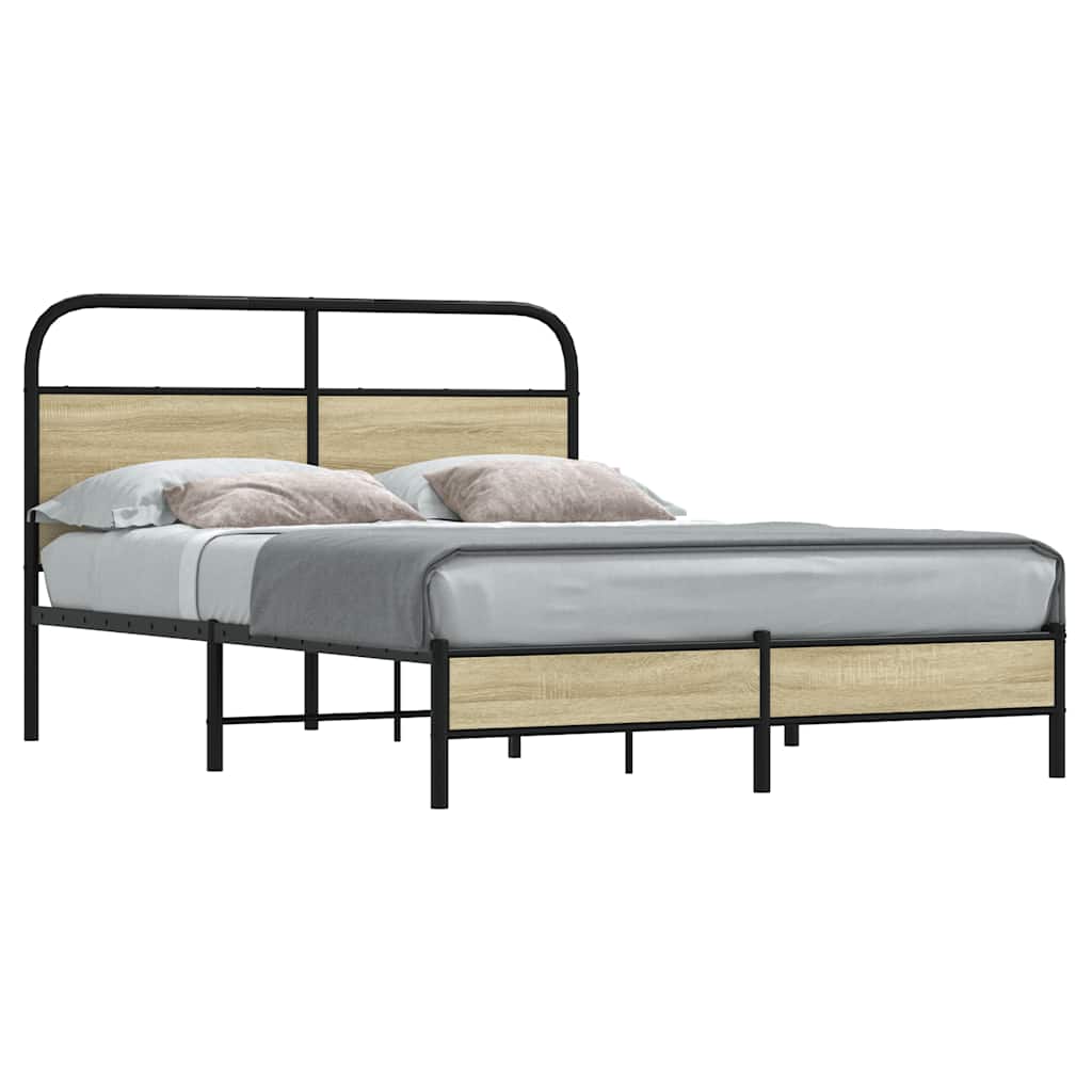 Bed Frame without Mattress Engineered Wood Sonoma Oak Length Headboard Low Footboard