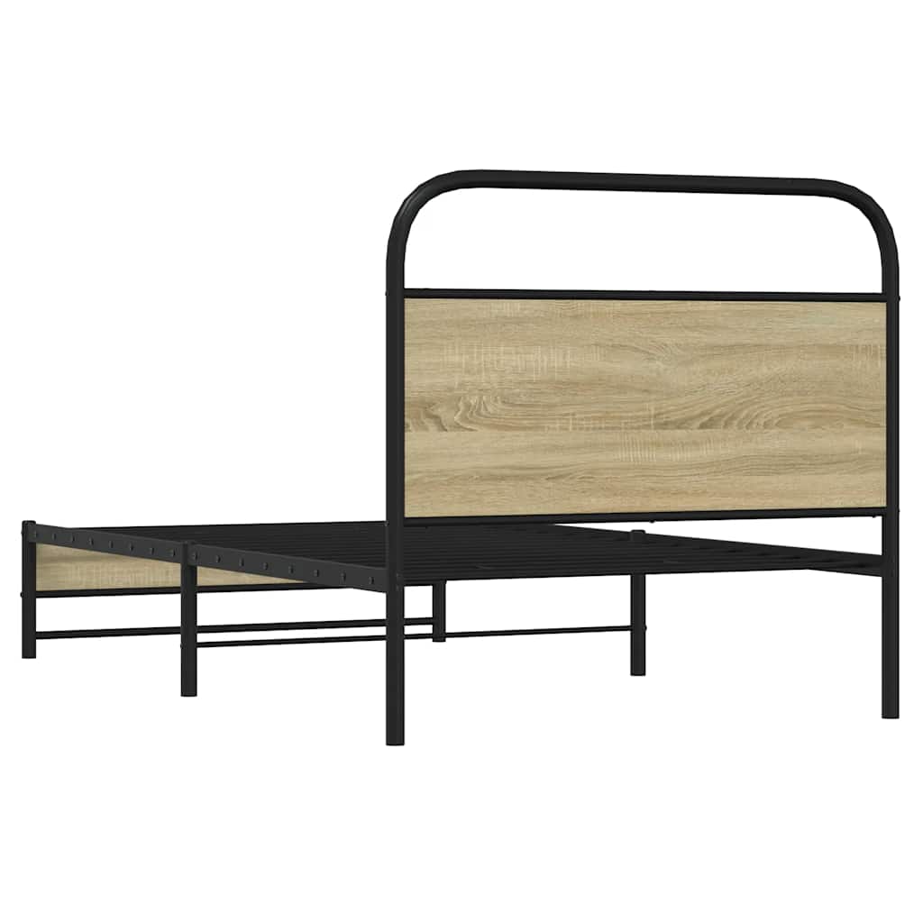 Bed Frame without Mattress Engineered Wood Sonoma Oak Length 200 cm with Headboard & Dual Low Footboard 90 cm