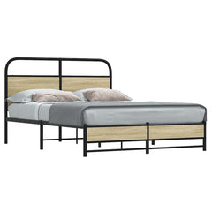 Bed Frame without Mattress Engineered Wood Sonoma Oak Length Headboard Dual Low Footboard