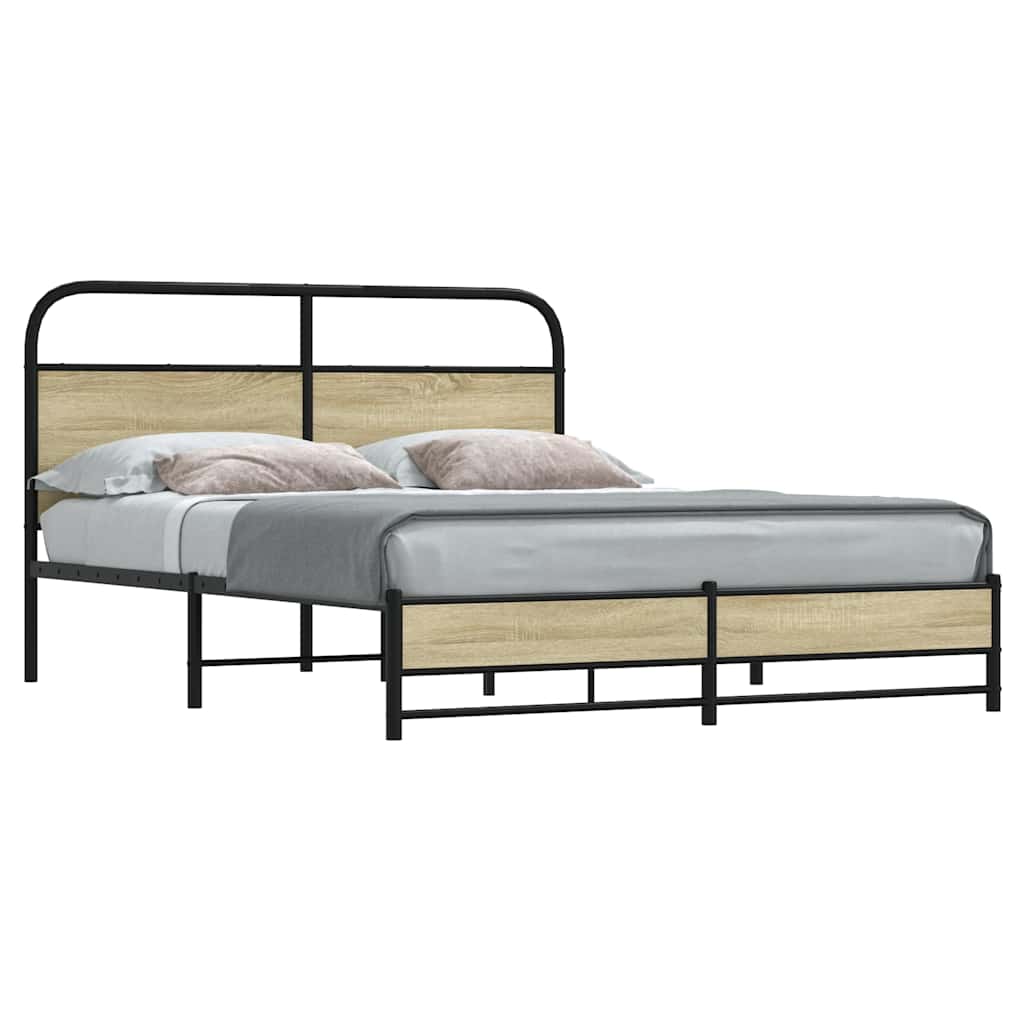 Bed Frame without Mattress Engineered Wood Sonoma Oak Length Headboard Dual Low Footboard