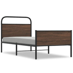 Bed Frame without Mattress Engineered Wood Brown Oak Length 190 cm with Headboard & High Footboard 90 cm