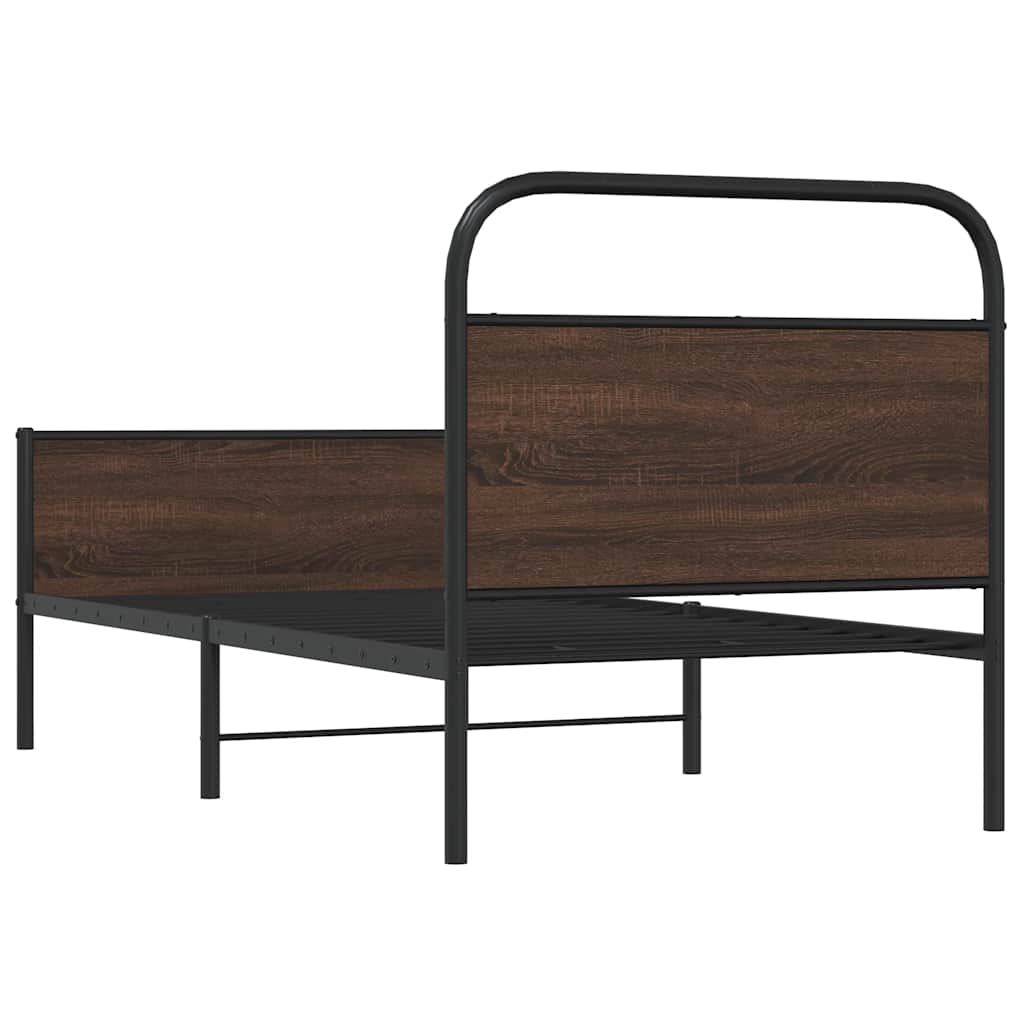 Bed Frame without Mattress Engineered Wood Brown Oak Length 190 cm with Headboard & High Footboard 90 cm