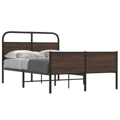 Bed Frame without Mattress Engineered Wood Brown Oak Length 190 cm with Headboard & High Footboard 140 cm