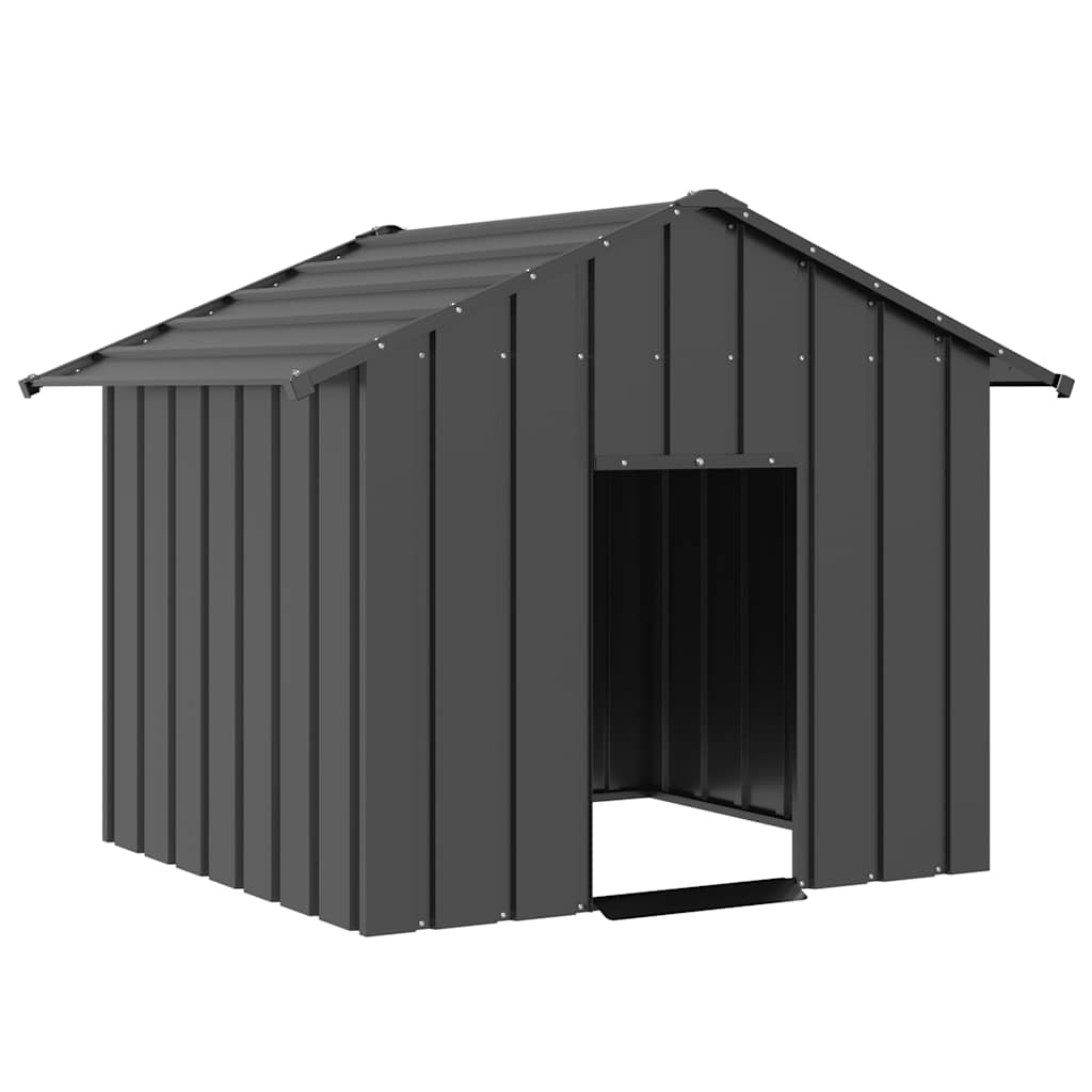 Dog House with Roof Galvanised Steel Anthracite 131 cm 102 cm 101 cm