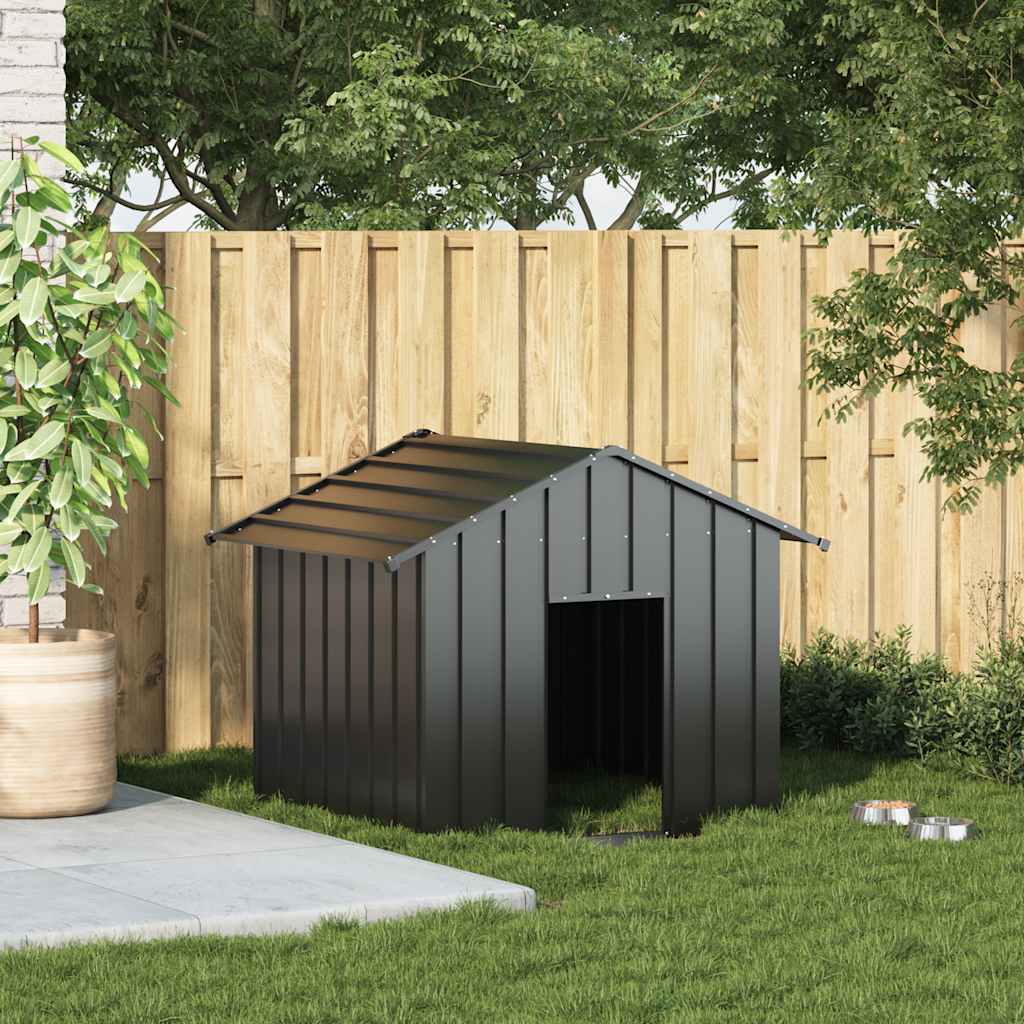 Dog House with Roof Galvanised Steel Anthracite 131 cm 102 cm 101 cm