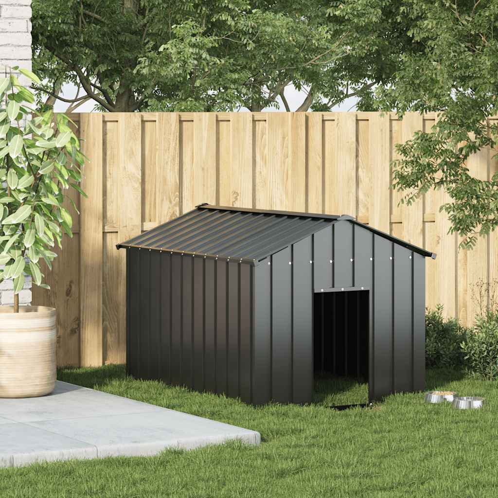 Dog House with Roof Galvanised Steel Anthracite 113 cm 101 cm 153 cm
