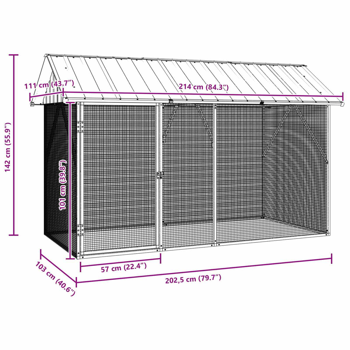 Bird Cage Anthracite 215 x 208 x 247 cm 112 cm 141 cm