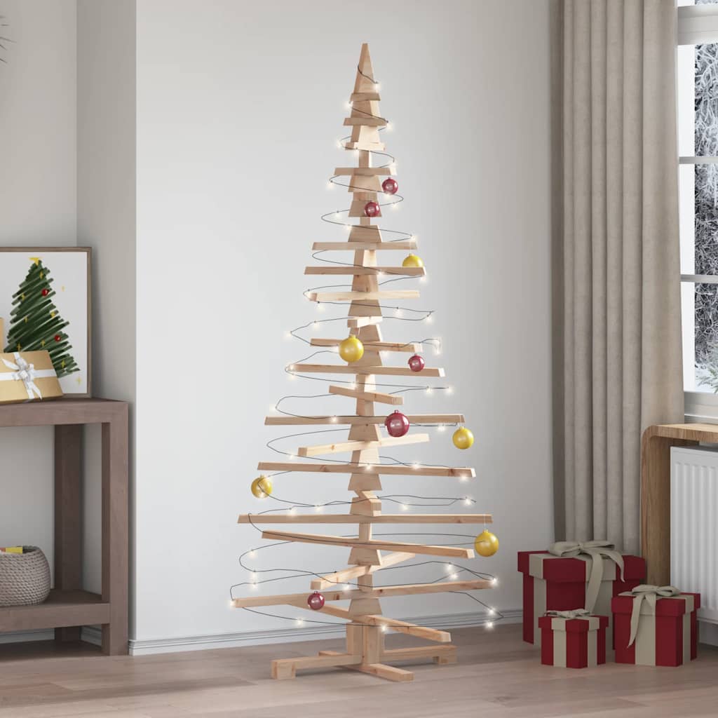 vidaXL | Wooden Christmas Tree | with Stand Natural with Unfinished 180 cm 1