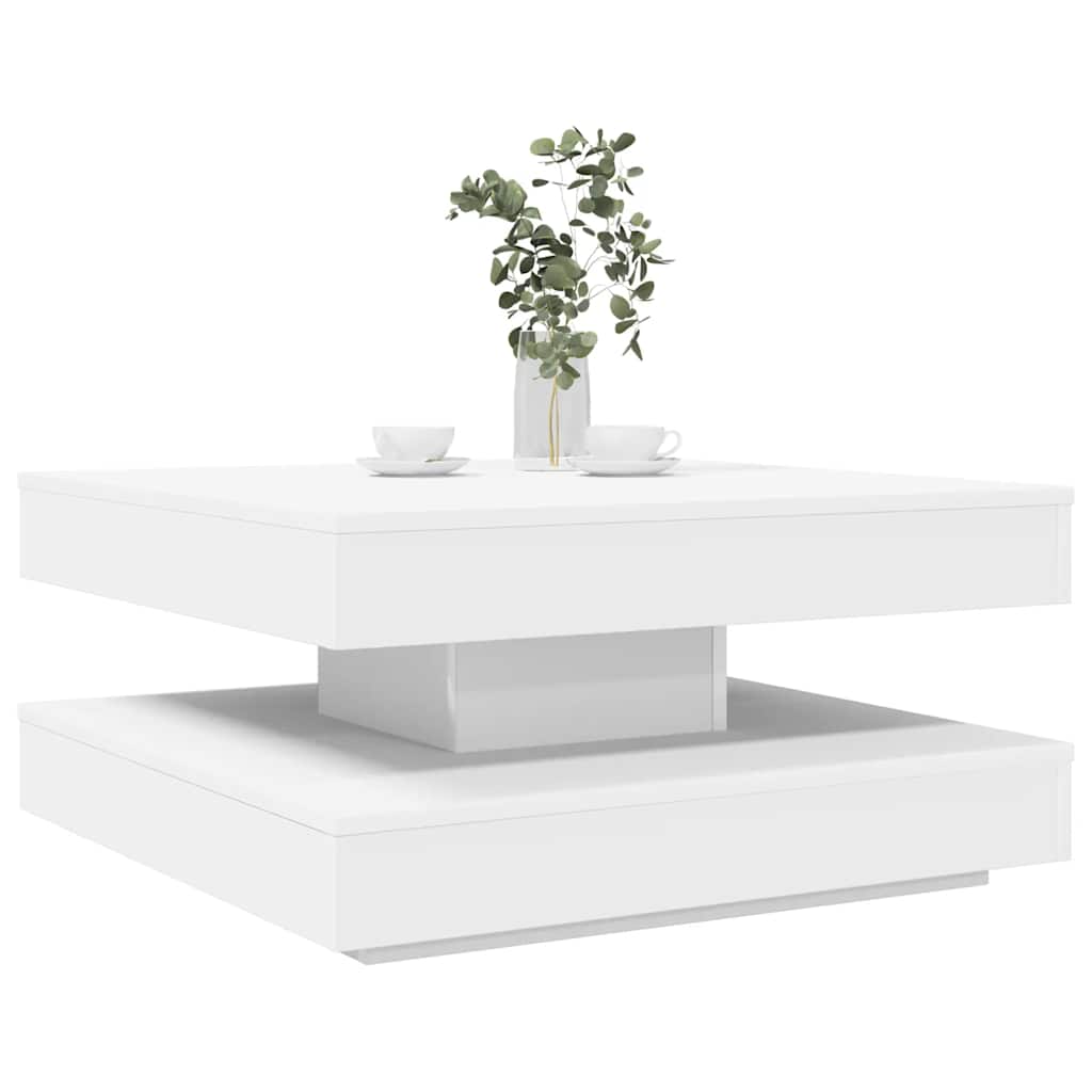Coffee Table 360-Degree Rotatable 70x70x34.5 cm White