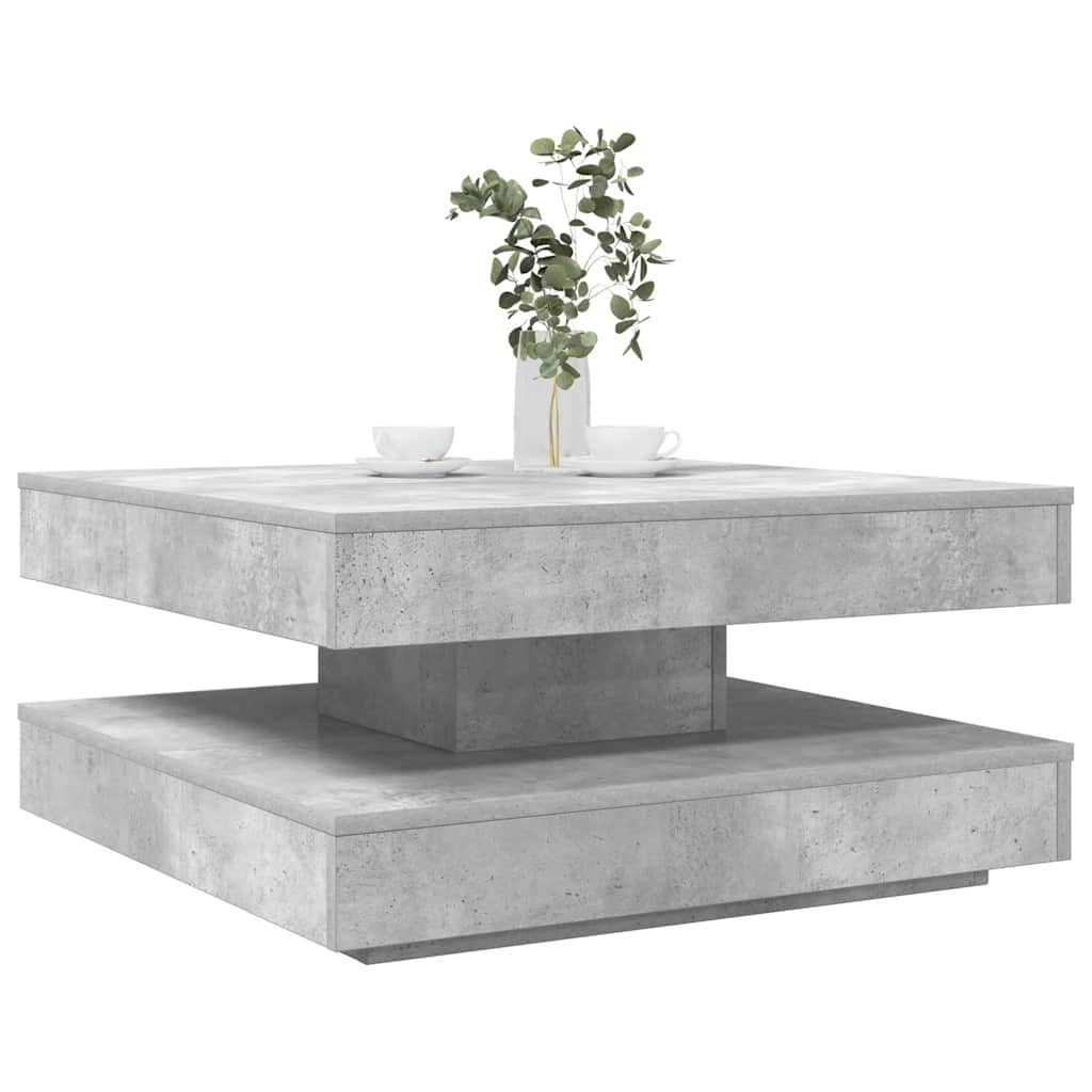 Coffee Table 360-Degree Rotatable 70x70x34.5 cm Concrete grey