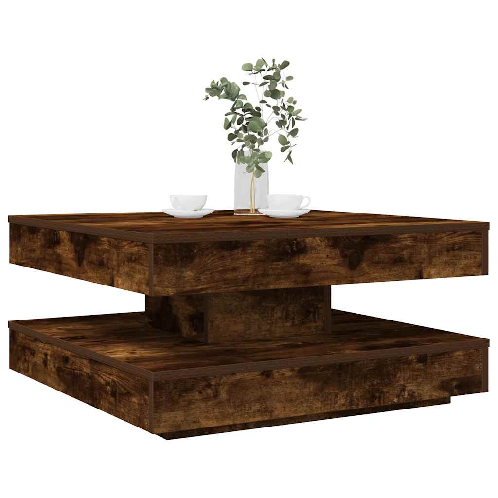 Coffee Table 360-Degree Rotatable 70x70x34.5 cm Smoked oak