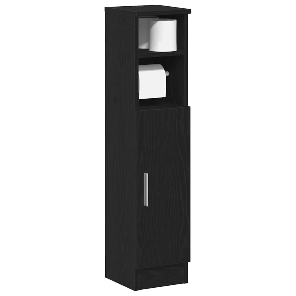 Bathroom Cabinet with Roll Holder in Black