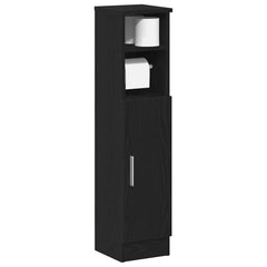 Bathroom Cabinet with Roll Holder in Black