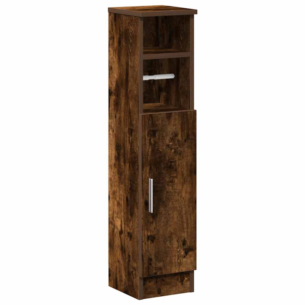 vidaXL Bathroom Cabinet with Roll Holder Smoked Oak 20.5x22x90 cm 2