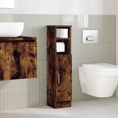 vidaXL Bathroom Cabinet with Roll Holder Smoked Oak 20.5x22x90 cm 3